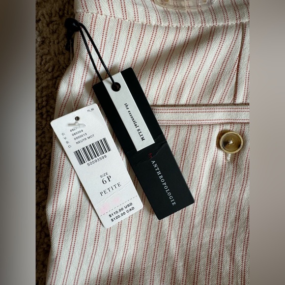 Anthropologie Essential Slim Stripe Trouser NWT - Picture 6 of 11
